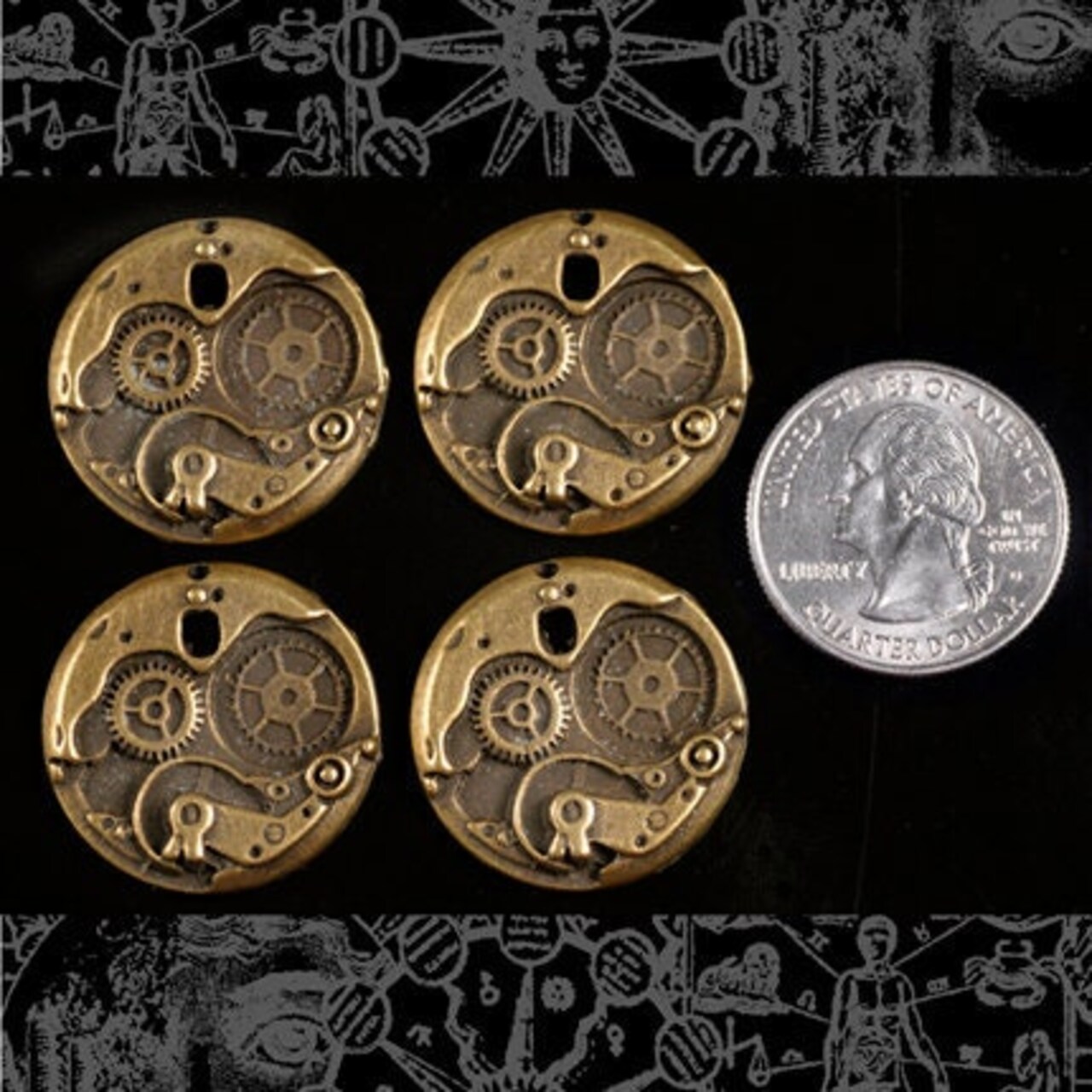 Bronze Finish Faux Pocket Watch Bronze Finish Steampunk Pocket Watches Pendants - Set of Four - ZB-P07